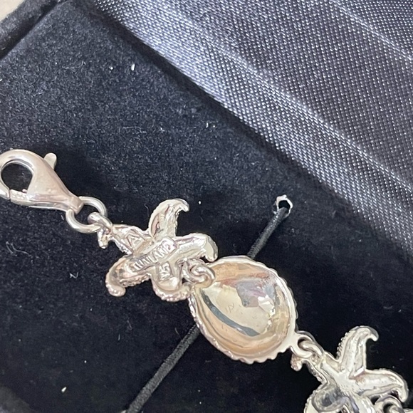 Sterling Silver 925 Beachy Textured Sea Life Shell Starfish Link Bracelet 7.5" - Picture 8 of 10